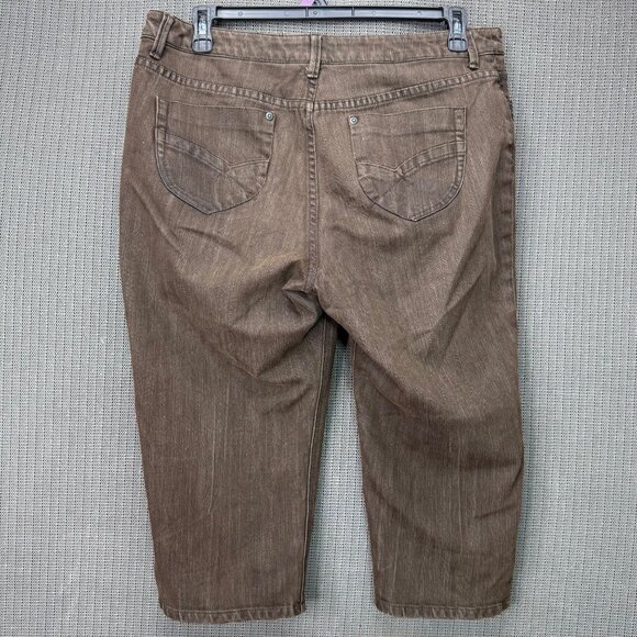 Chicos Platinum Denim Womens Size 2.5 Brown Capri Pants Mid-Rise Stretch - Picture 2 of 11